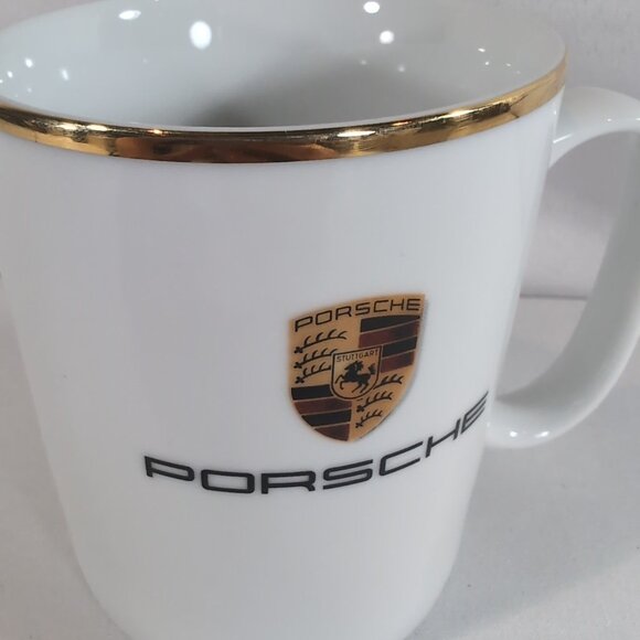 Porsche Germany Mug Monogram Logo White Gold Coffee Ceramic Luxury Car Trim - Picture 14 of 14